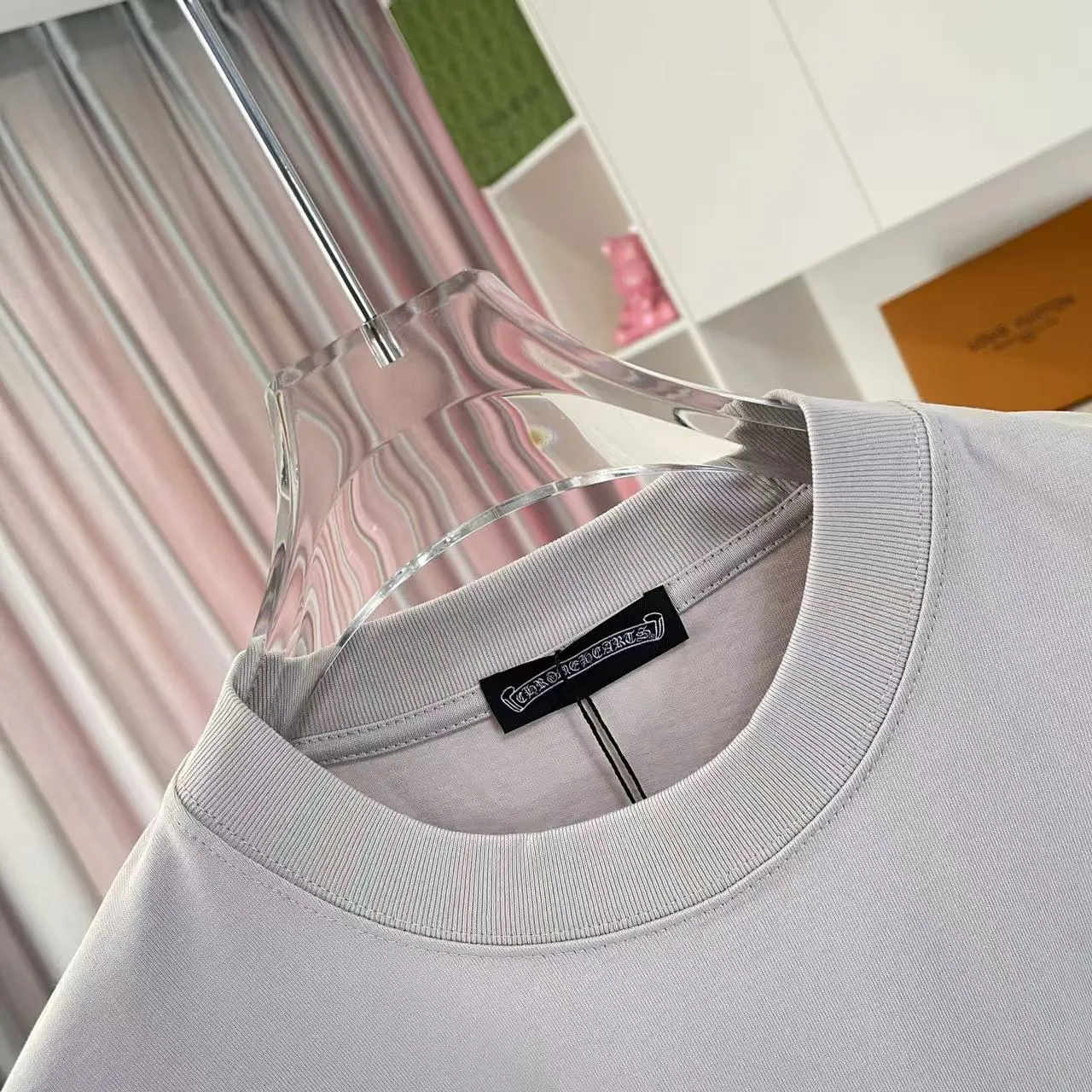 🅿️170 ch Cro* 2025 summer new style Sanskrit cross horseshoe print short-sleeved T-shirt customized fabric 300g same style for men and women Size: S M L XL XXL five sizes Color: black white rose red iron gray